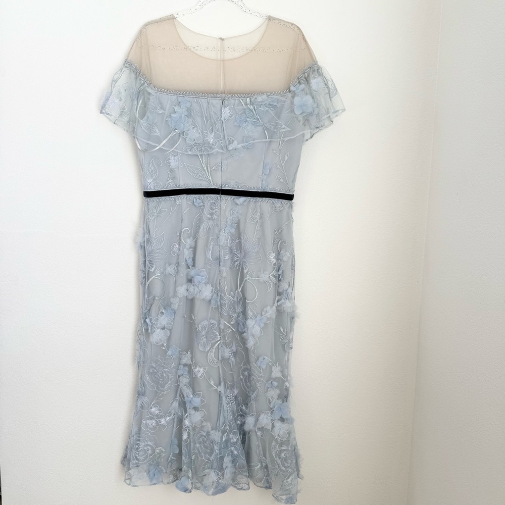 Marchesa Notte light blue floral embroidered gown Maxi dress Party Wedding Sz 16 - Picture 4 of 11